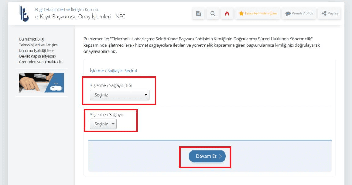 İşletme / Sağlayıcı Seçimi