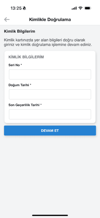 Kimlik Bilgilerini Girme